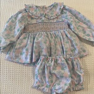 Cecil and Lou Floral Girls Long Sleeve Bloomers Set 18M